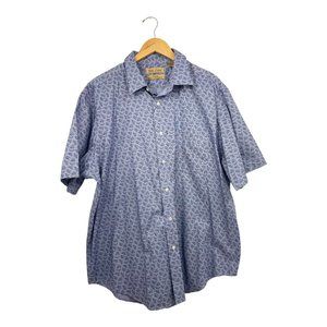 Women Short Sleeve Blue & Black Collared Shirt Gold Label Roundtree & Yorke XL